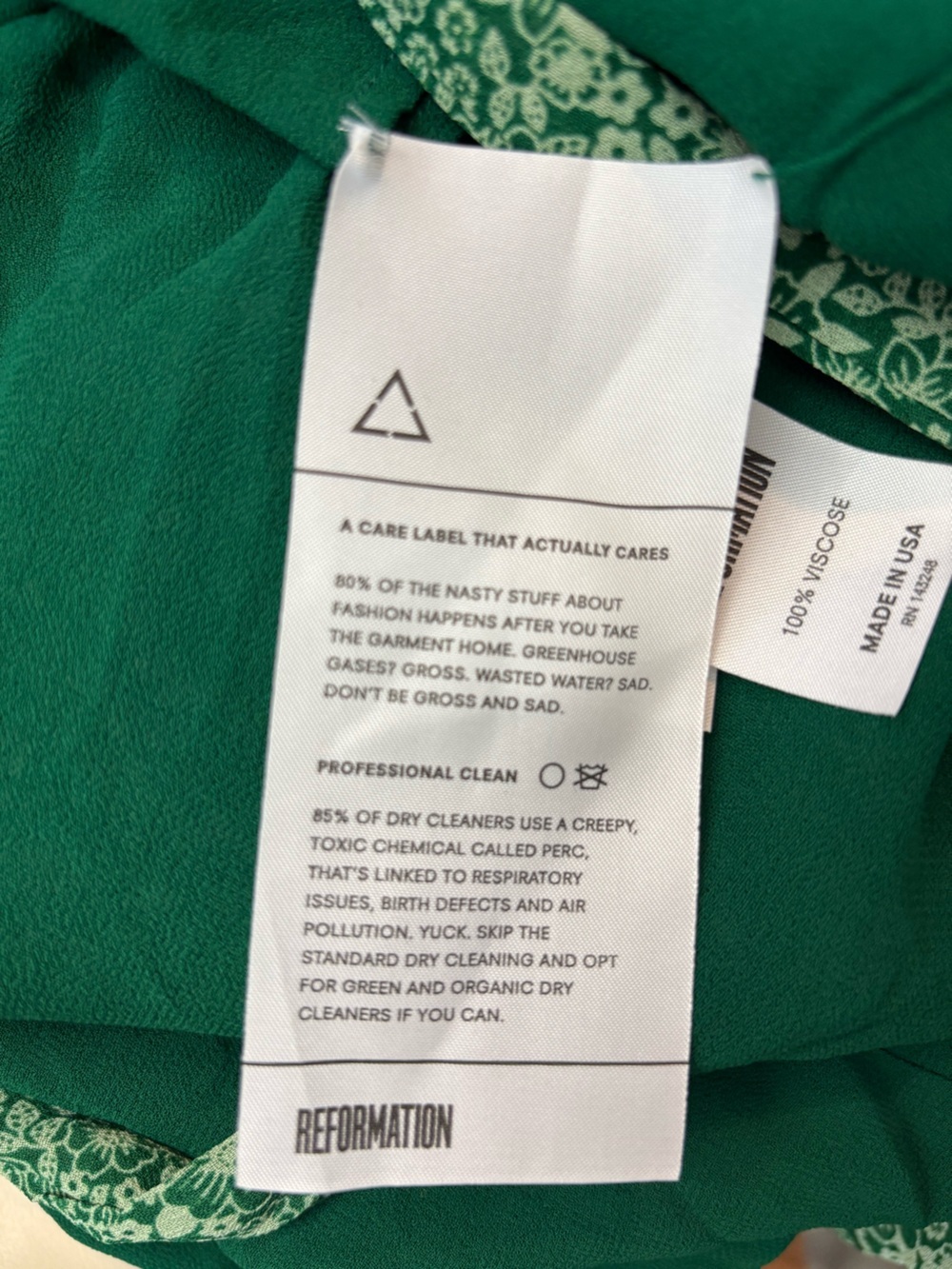 Reformation Lucas Green Dress Size Large - Picture 11 of 15
